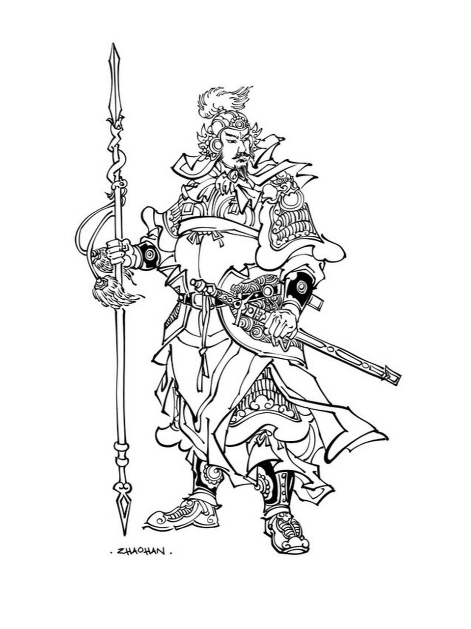 古代将领 传统白描 线描人物