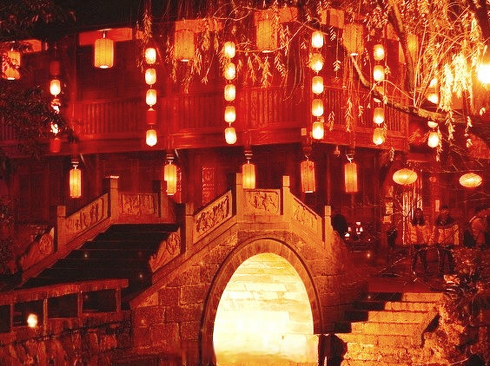 成都锦里夜景·大红灯笼高高挂·每天喜庆像过年!