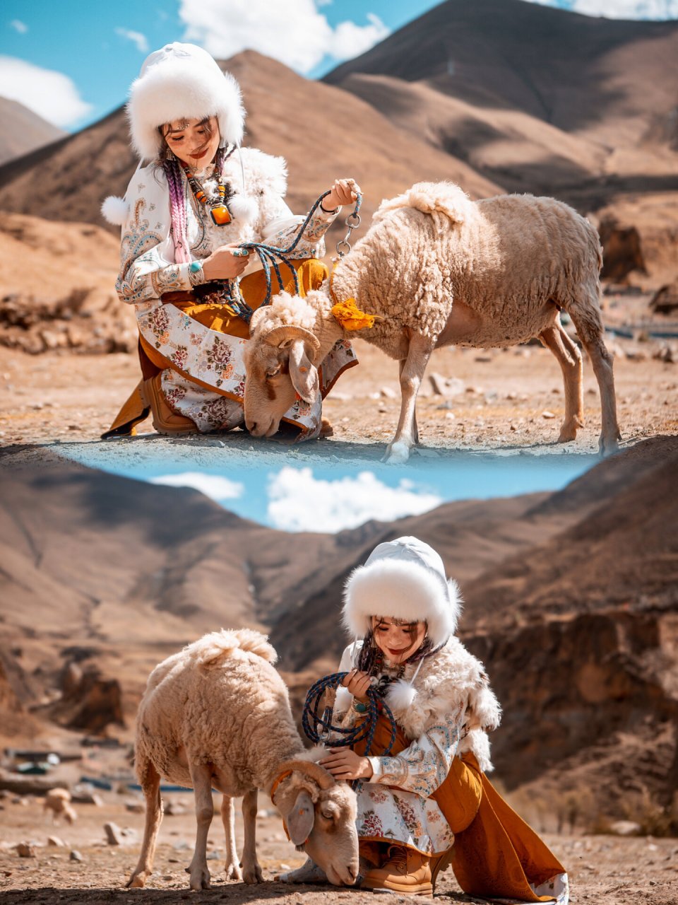 草原牧羊女唯美图片图片