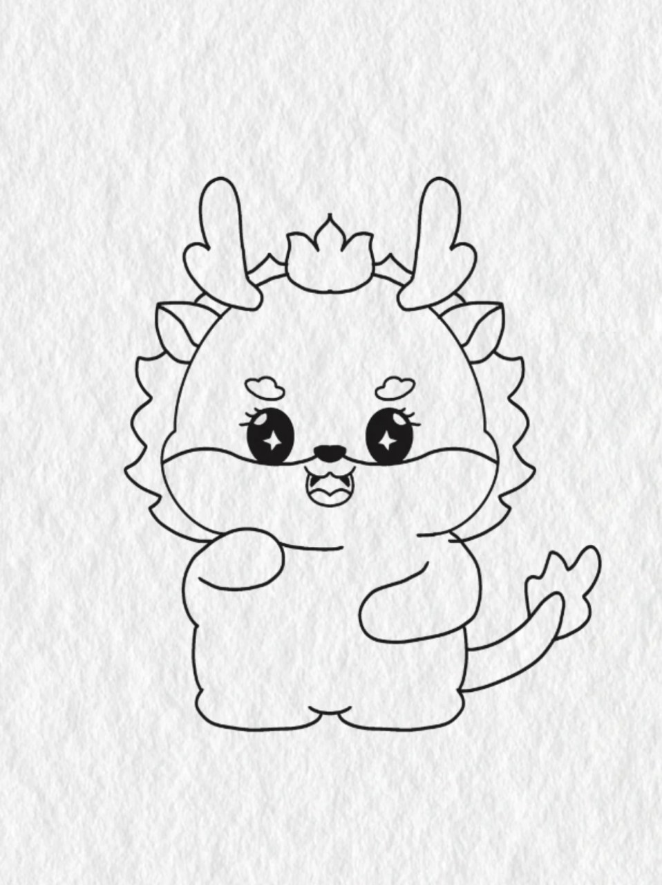 2o24年的龙怎么画 超简单可爱小龙94龙年送福好运连连 龙年画龙～超