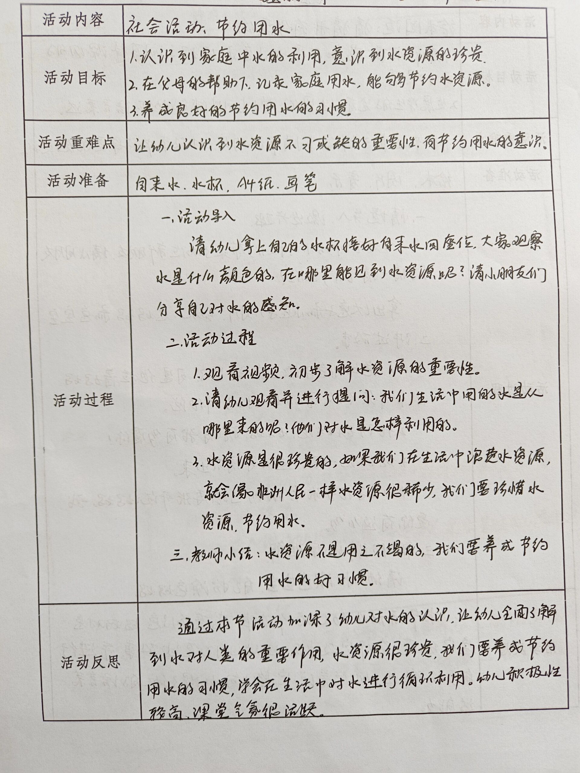 小班社会活动 节约用水教案