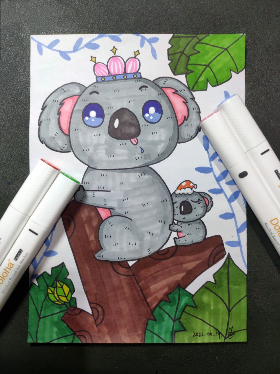 儿童画| 考拉94树袋熊 纸:普通a4 笔:多乐绘马克笔 060606