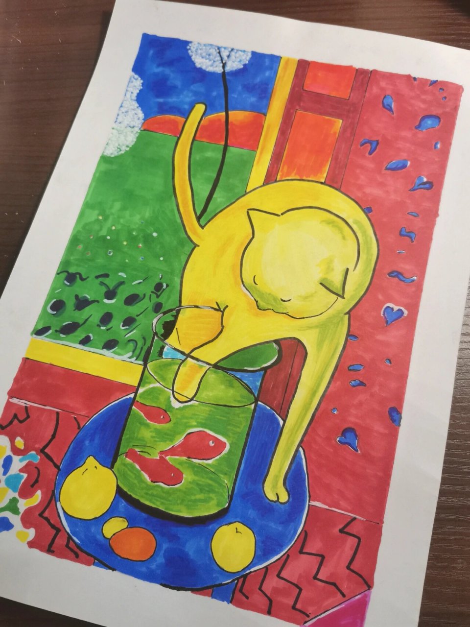 临摹马蒂斯作品《猫和金鱼》 马克笔也可临摹马蒂斯的作品 day_190