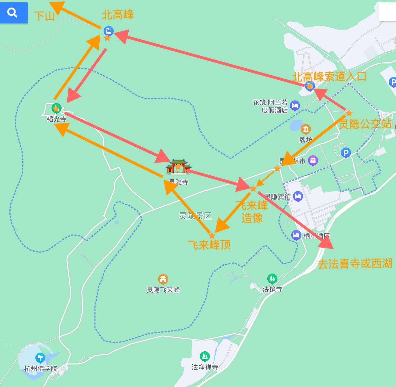 灵隐寺95飞来峰 北高峰 祈福游玩路线 初到杭州,去完西湖,得去趟
