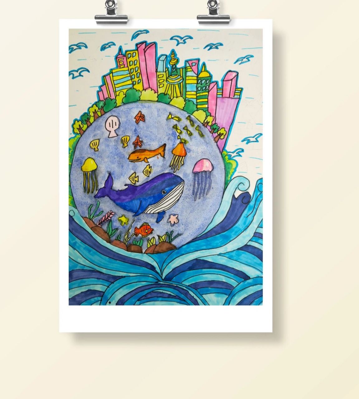 海洋主题绘画 "维护海洋权益,共建强大海防"保护