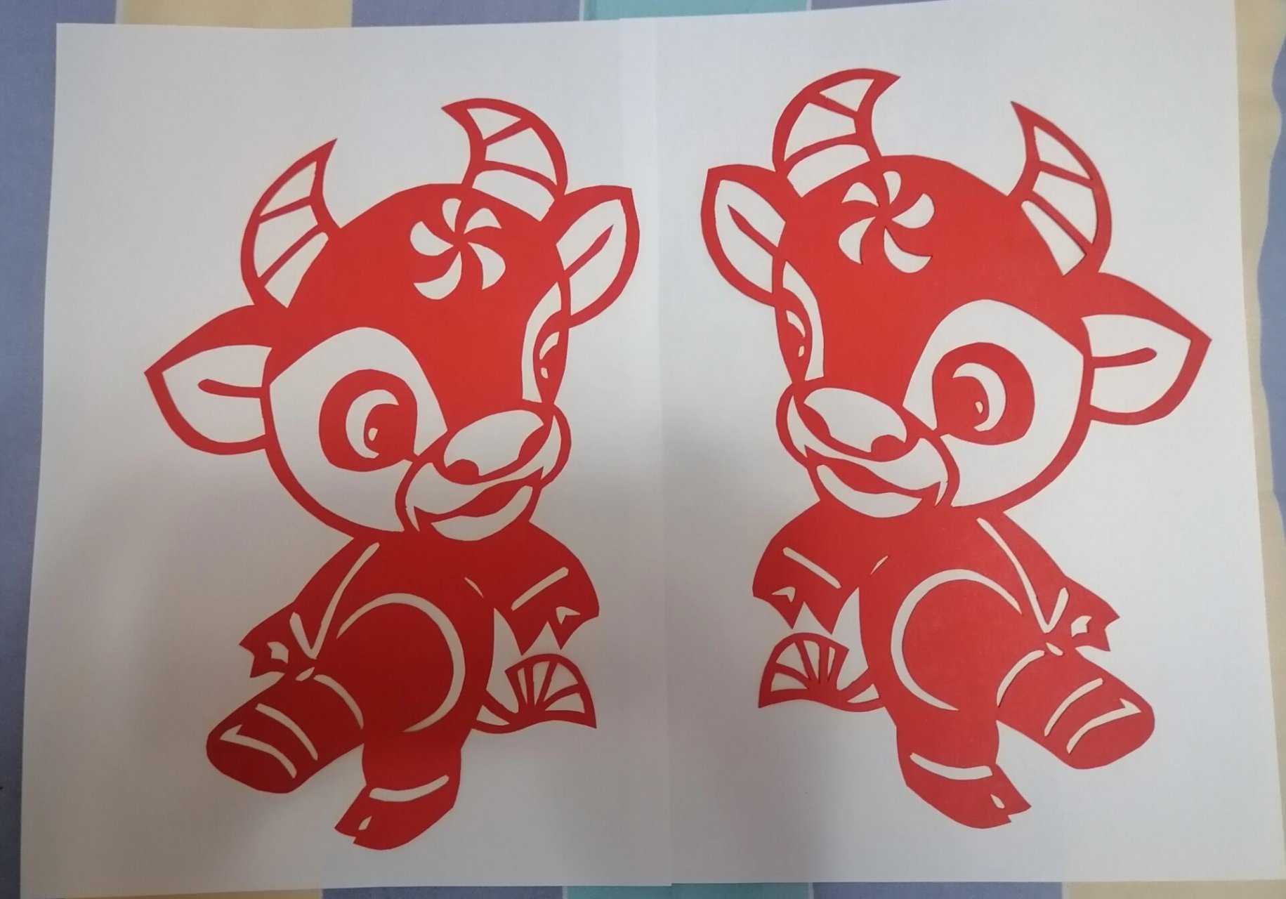 十二生肖剪纸,可爱的小牛