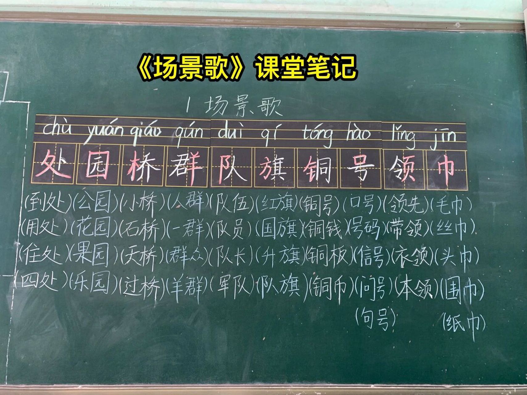 二年级上语文《场景歌》课堂笔记 #课堂笔记# #课堂# #笔记# #语文
