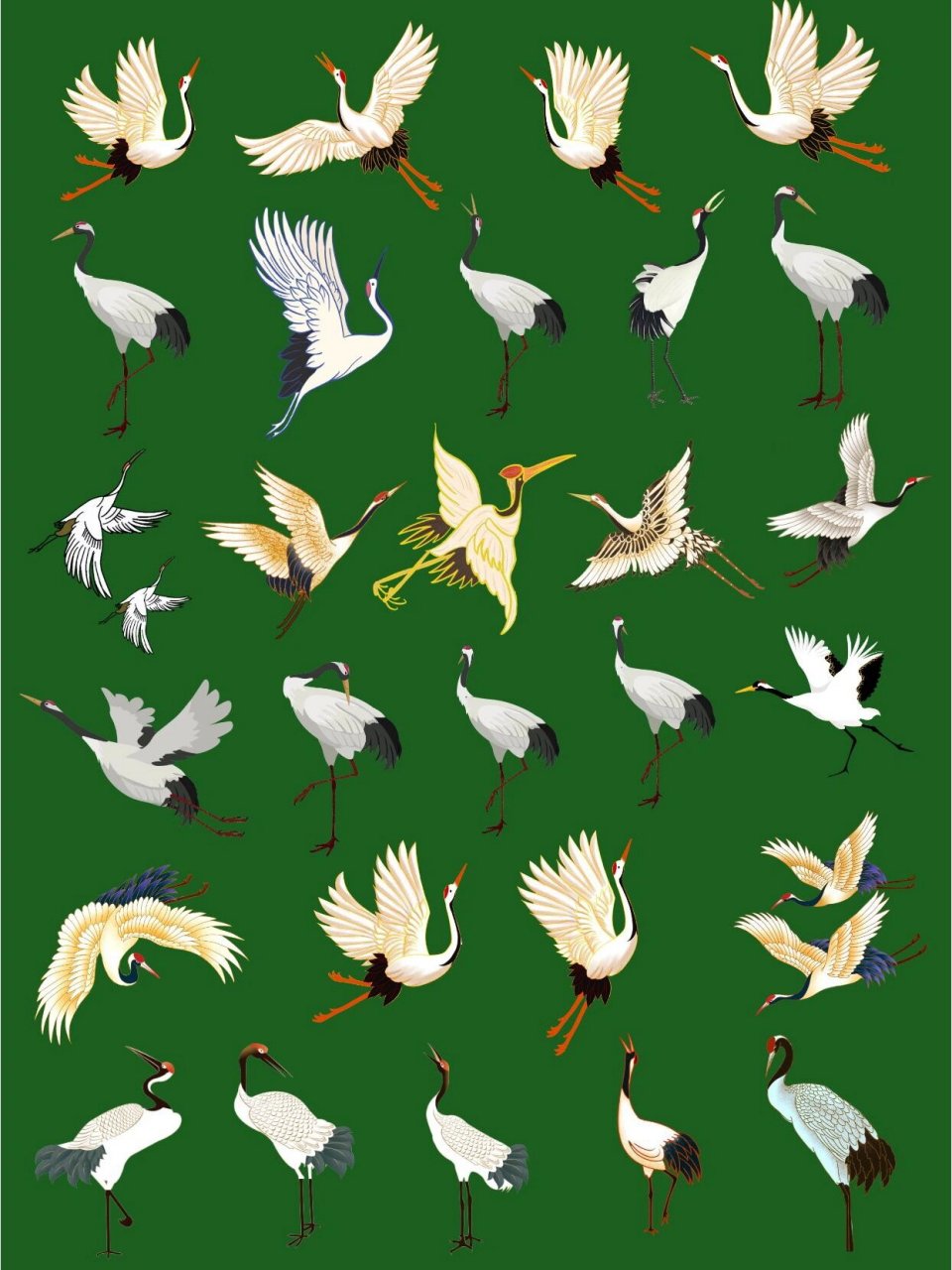 国风免抠|仙鹤逢重阳~岁岁皆平安png素材 国风仙鹤元素|水墨仙鹤元素