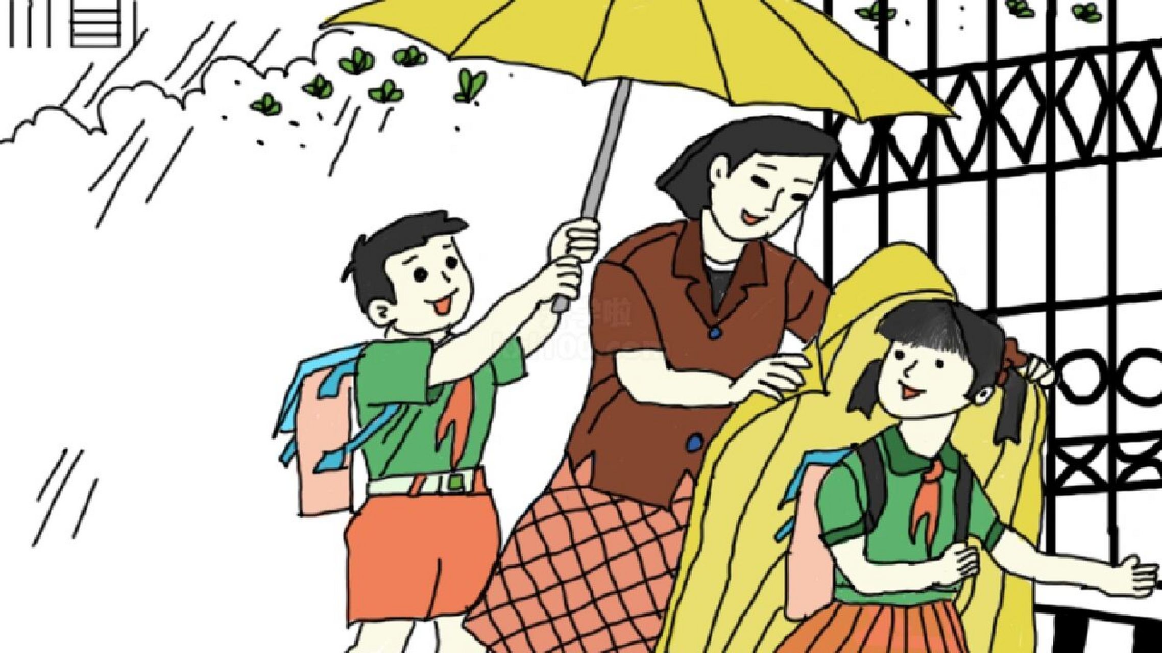 96二年级看图写话《雨中美景》范文 练习 轰隆隆…轰隆隆…"刚才
