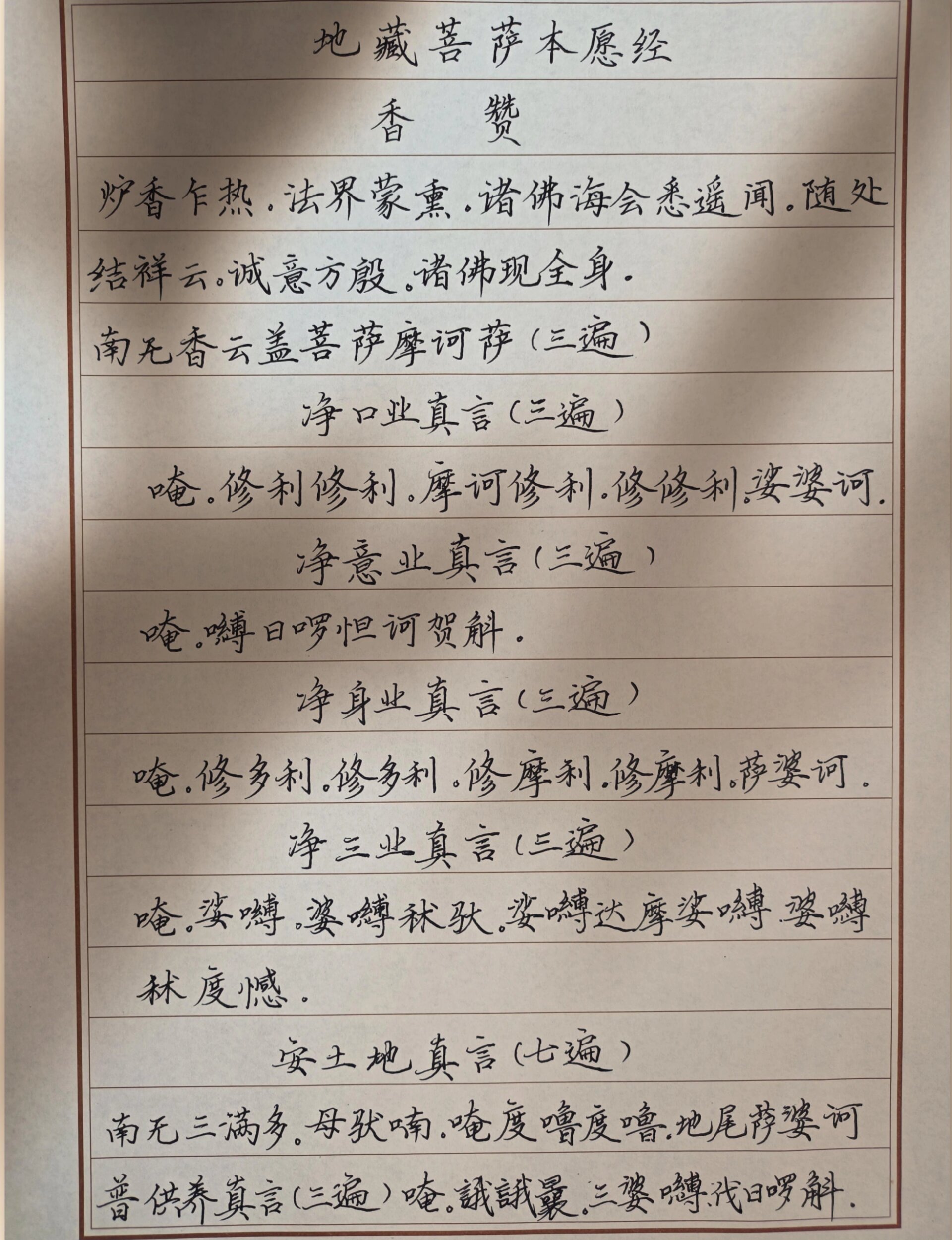 抄写经文(一)地藏菩萨本愿经@江雪栀柚的动态