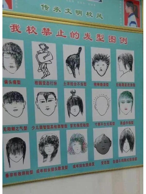 我校禁止的发型图例