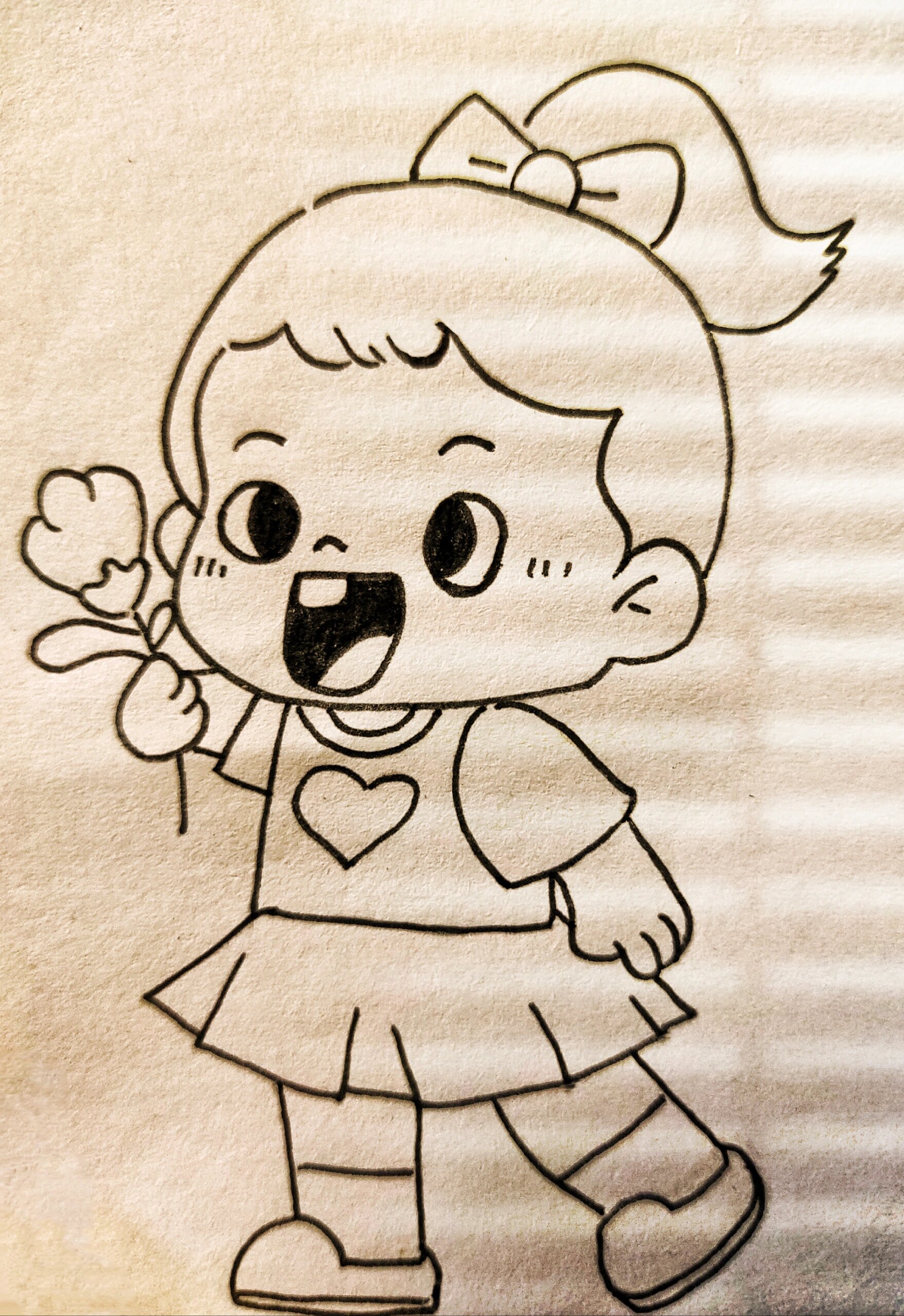 简笔画教学/拿花小女孩