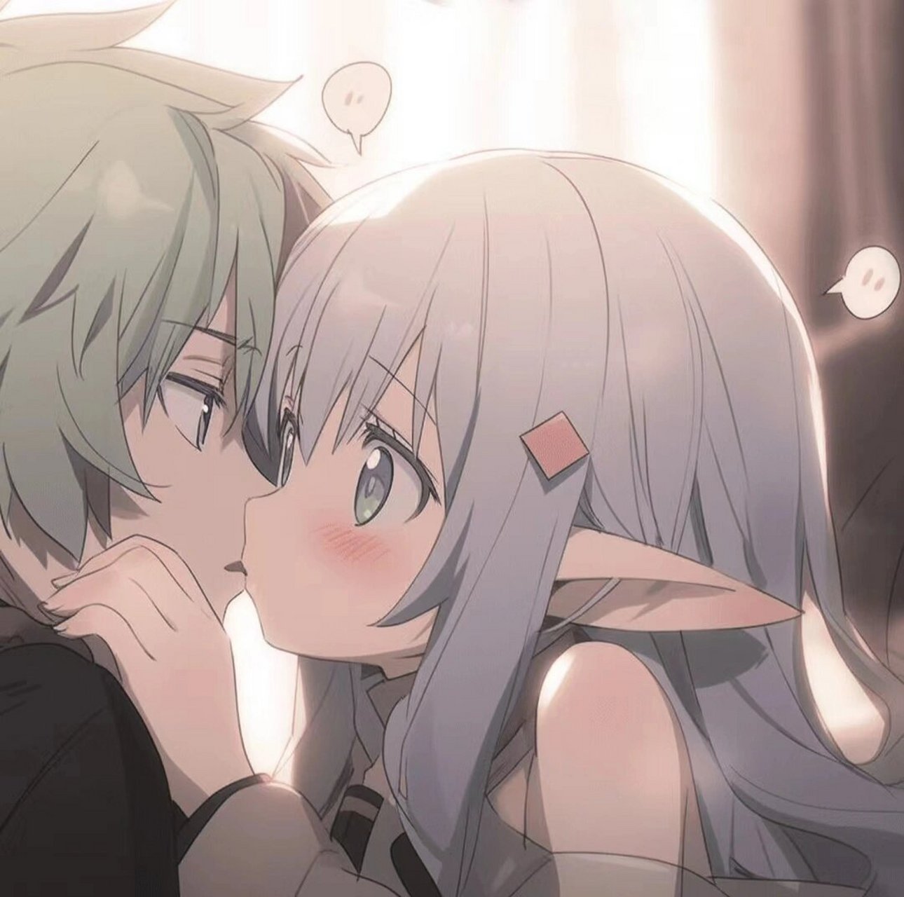 动漫情侣头像』情头贴贴』超甜亲亲『精灵耳