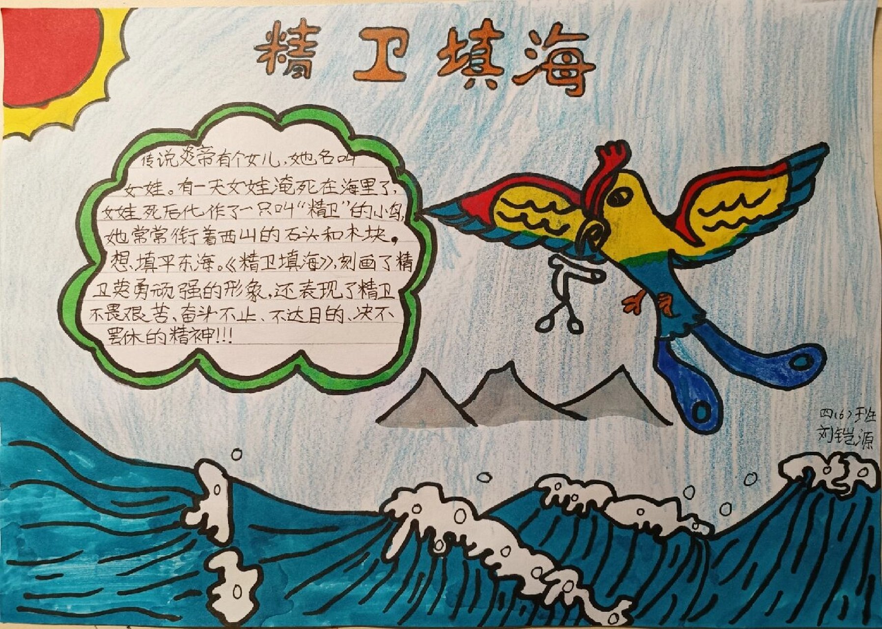 精卫填海手抄报