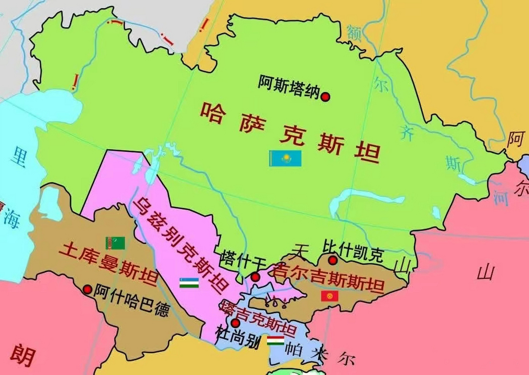 中亚地图国家分布图图片