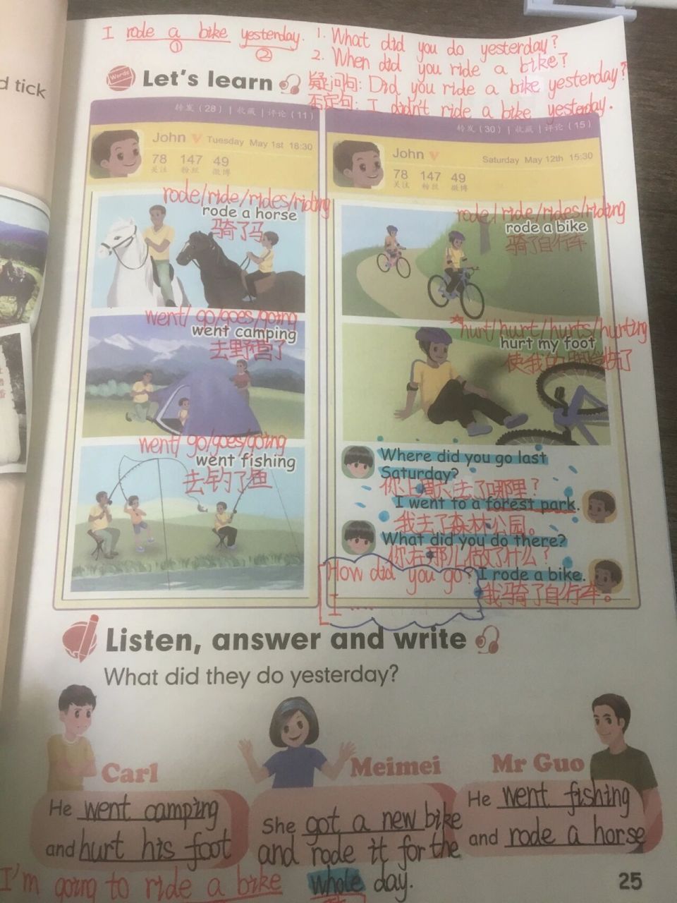 六年级下册英语第25页笔记