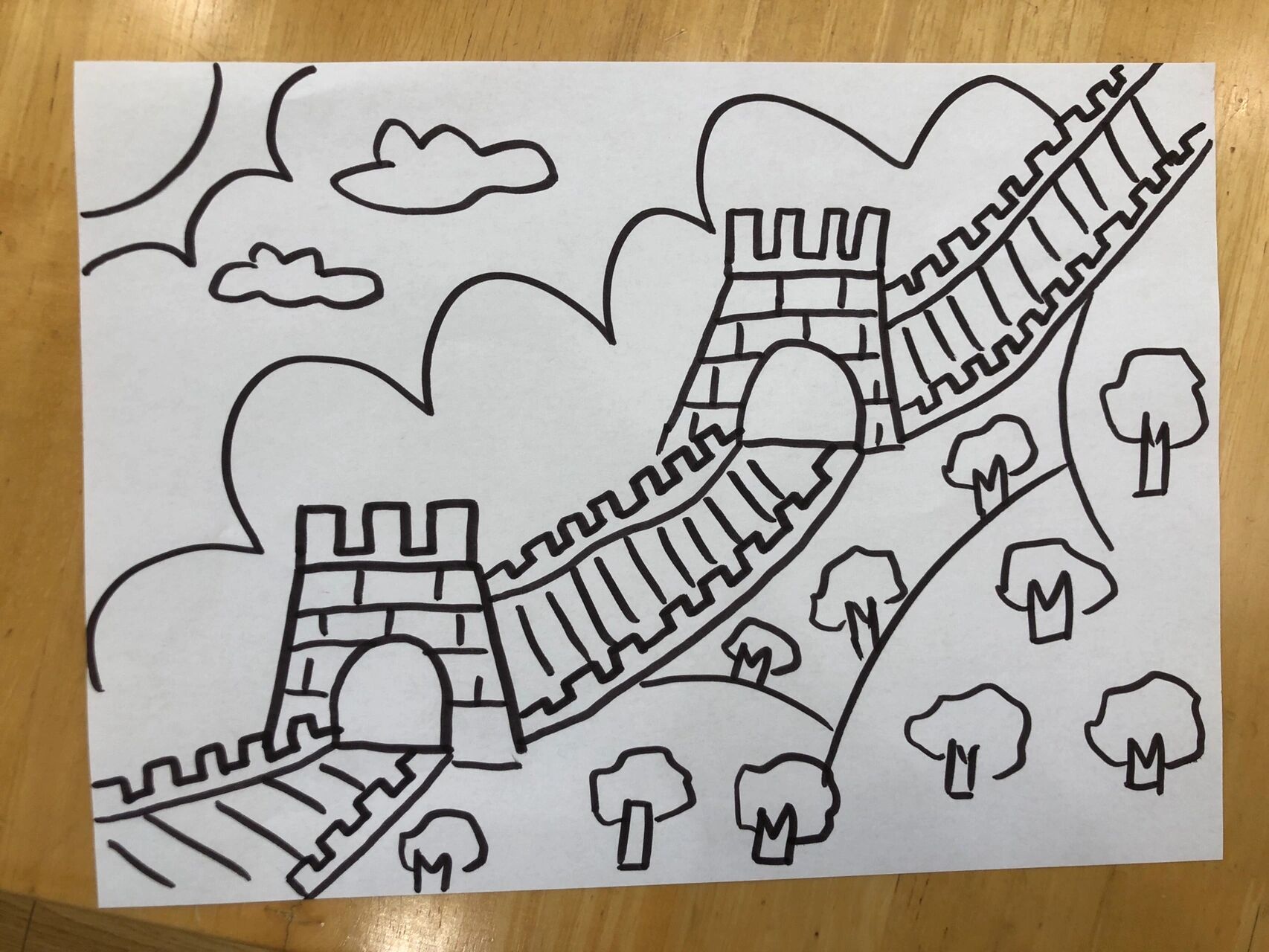 简笔画儿童画长城