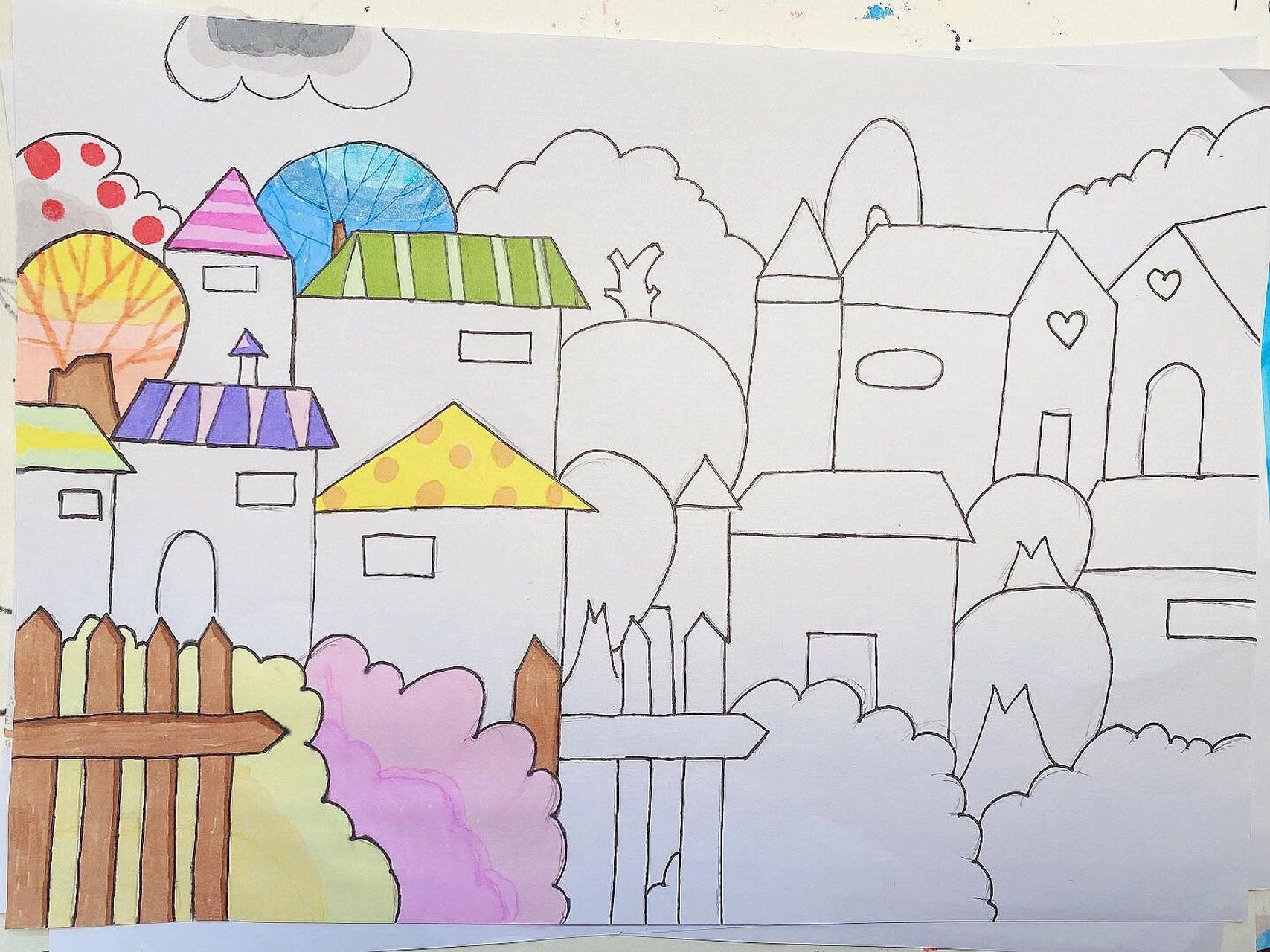 二年级我的家乡绘画图片