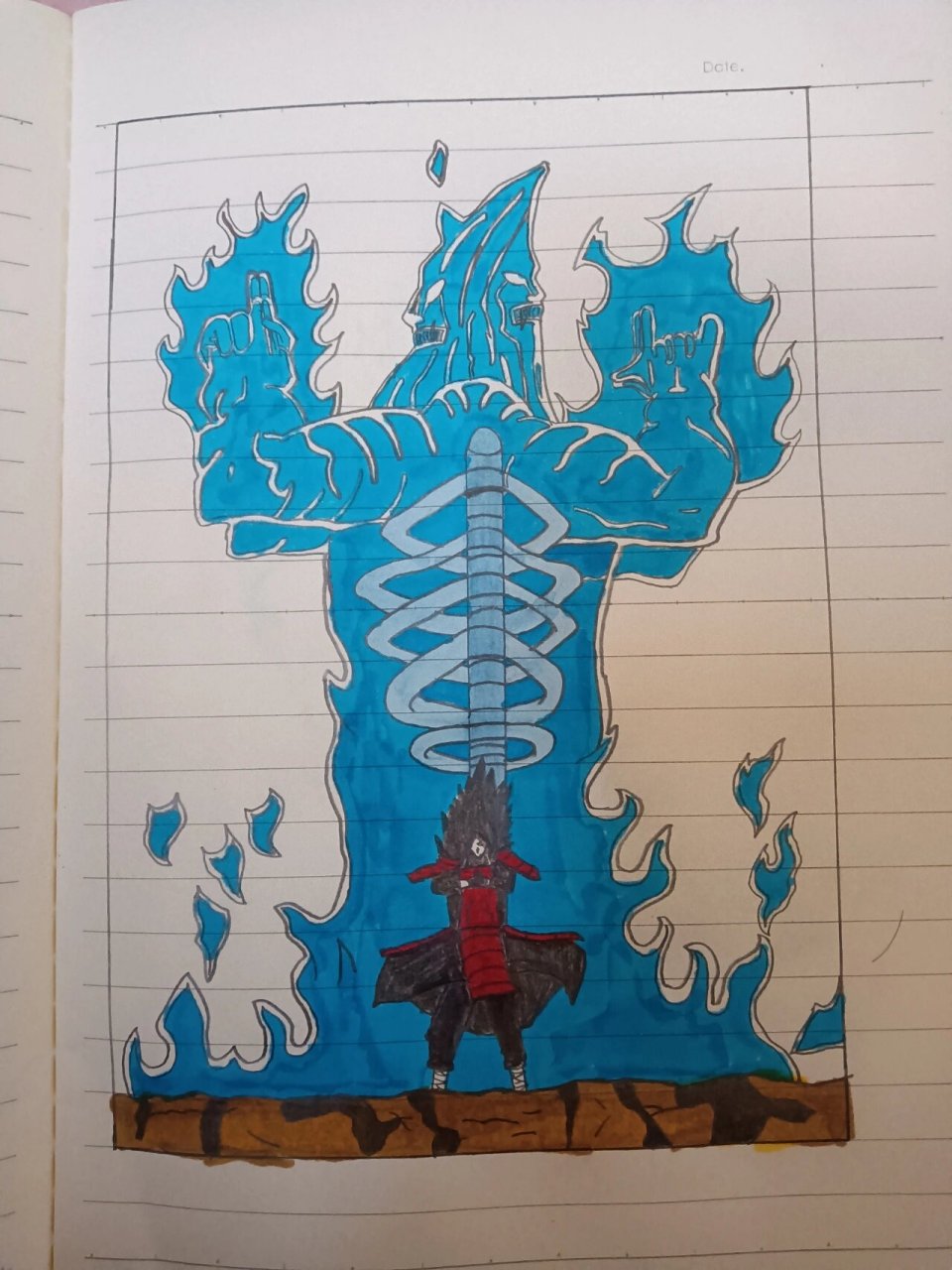 随便画的,别说斑爷的脸不好看,主体是须佐能乎,没怎么细画斑爷