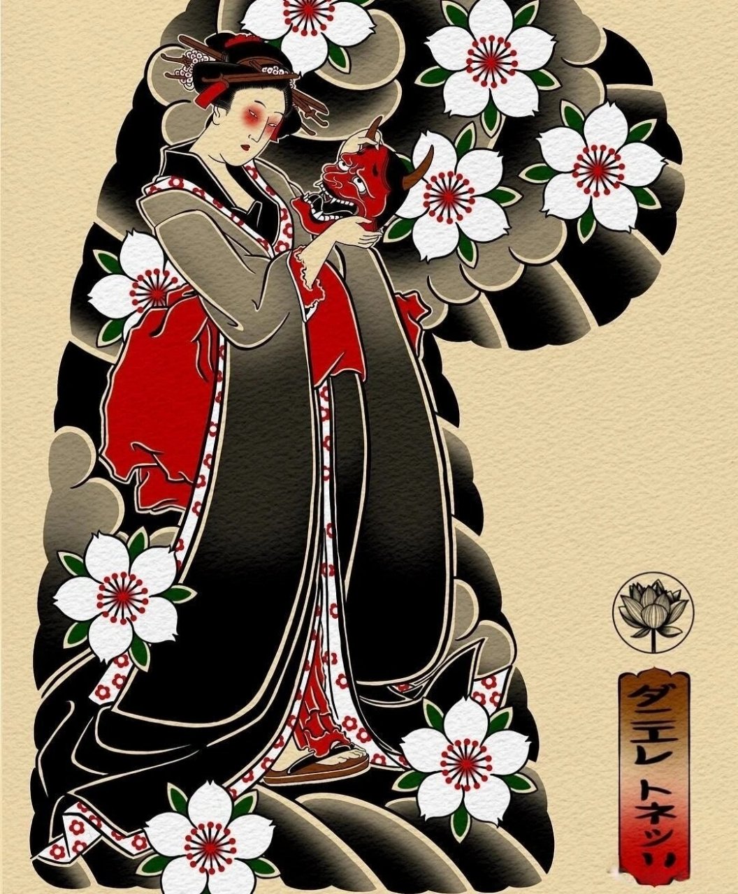 日式半甲纹身手稿