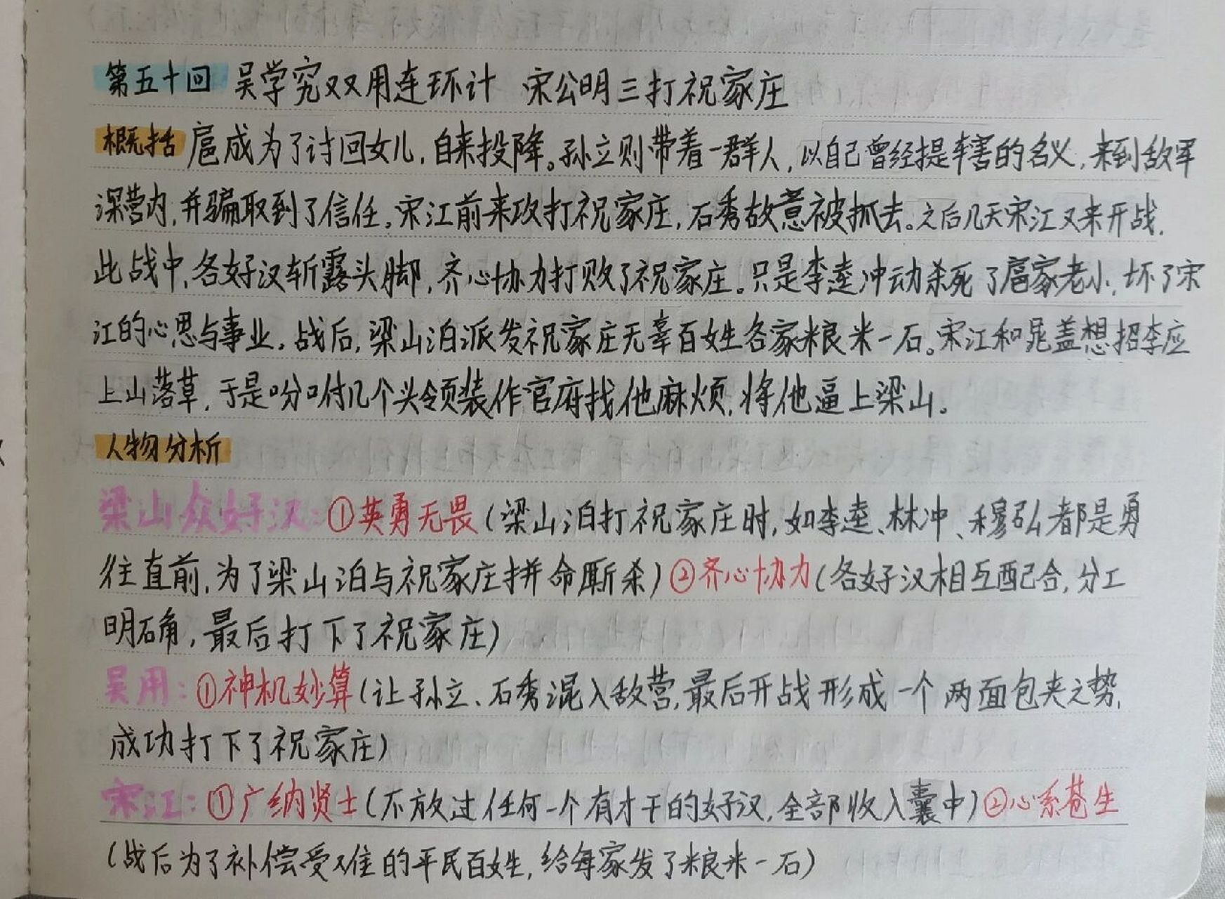 《水浒传》读书笔记 批注50(第五十回) 版本:人民教育出版社 如题