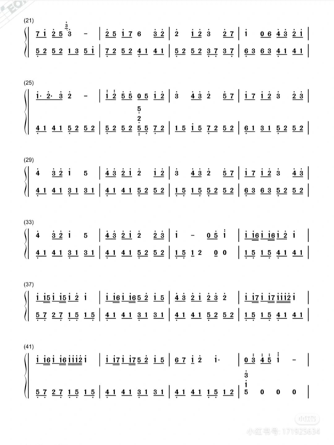 爆米花歌谱数字谱图片