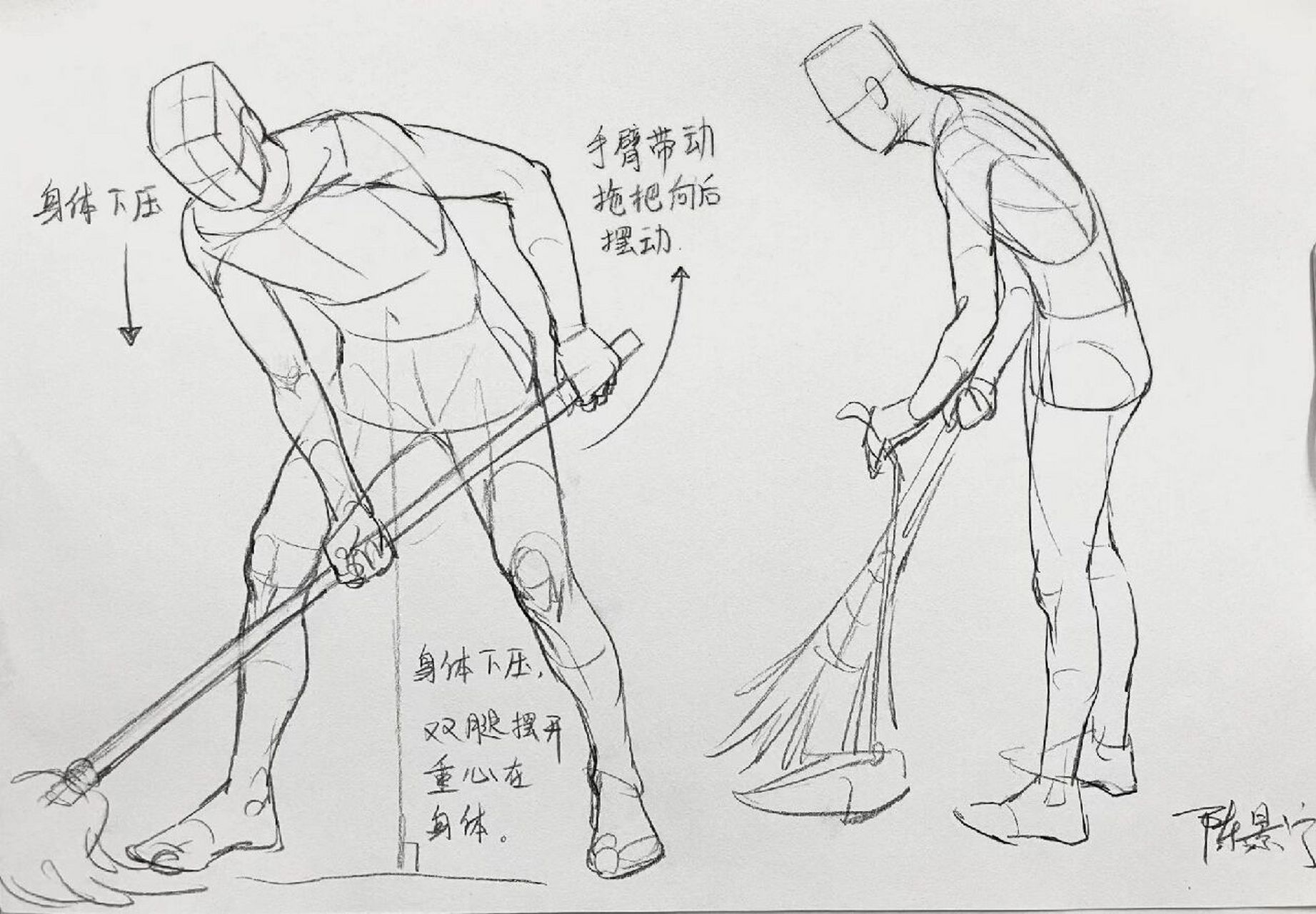 速写动态(扫地 拖地)分析 学习难度:常态★★☆☆☆动态