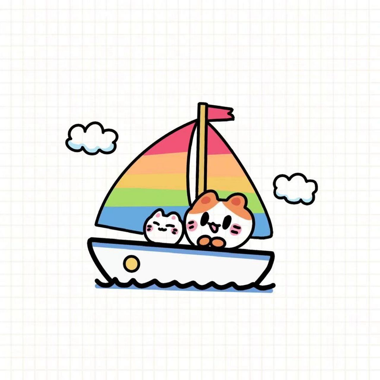 简笔画教程,小猫坐船