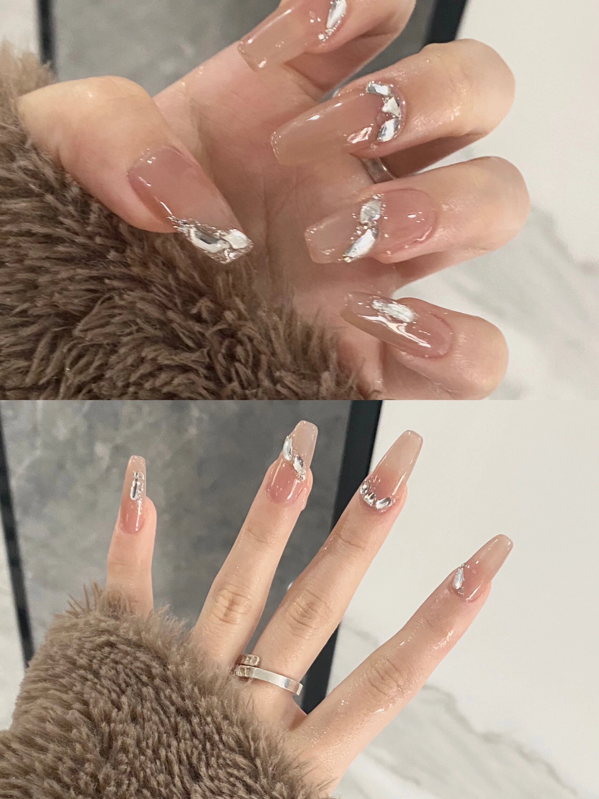 嬛嬛甘露寺高级裸色美甲06冰透温柔巨显手长