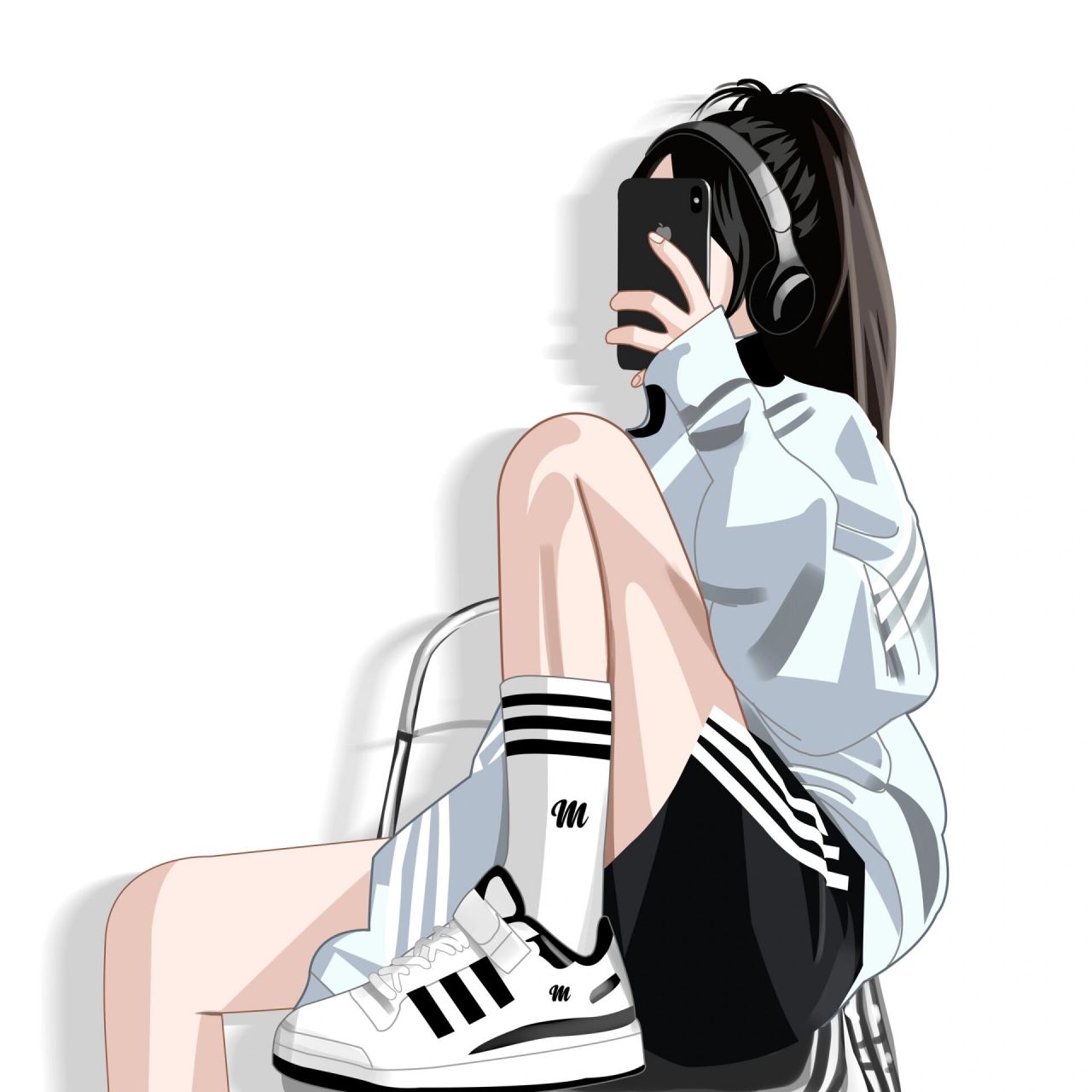 运动风女生头像|女生插画头像 9315做头像,礼貌拿图 0569