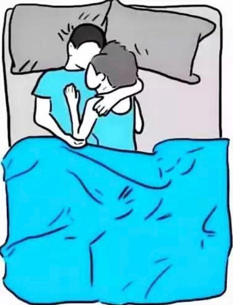 终于知道男生为什么都喜欢这样抱着女生睡了 因为舒服啊,抱着的比被抱