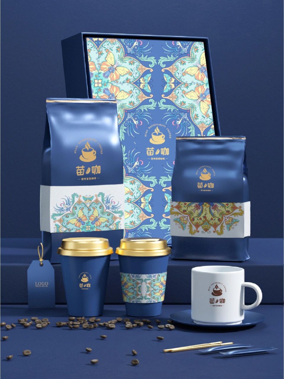 2022中国包装创意设计大赛-三等奖 自主命题 贵州蜡染文化-咖啡包装