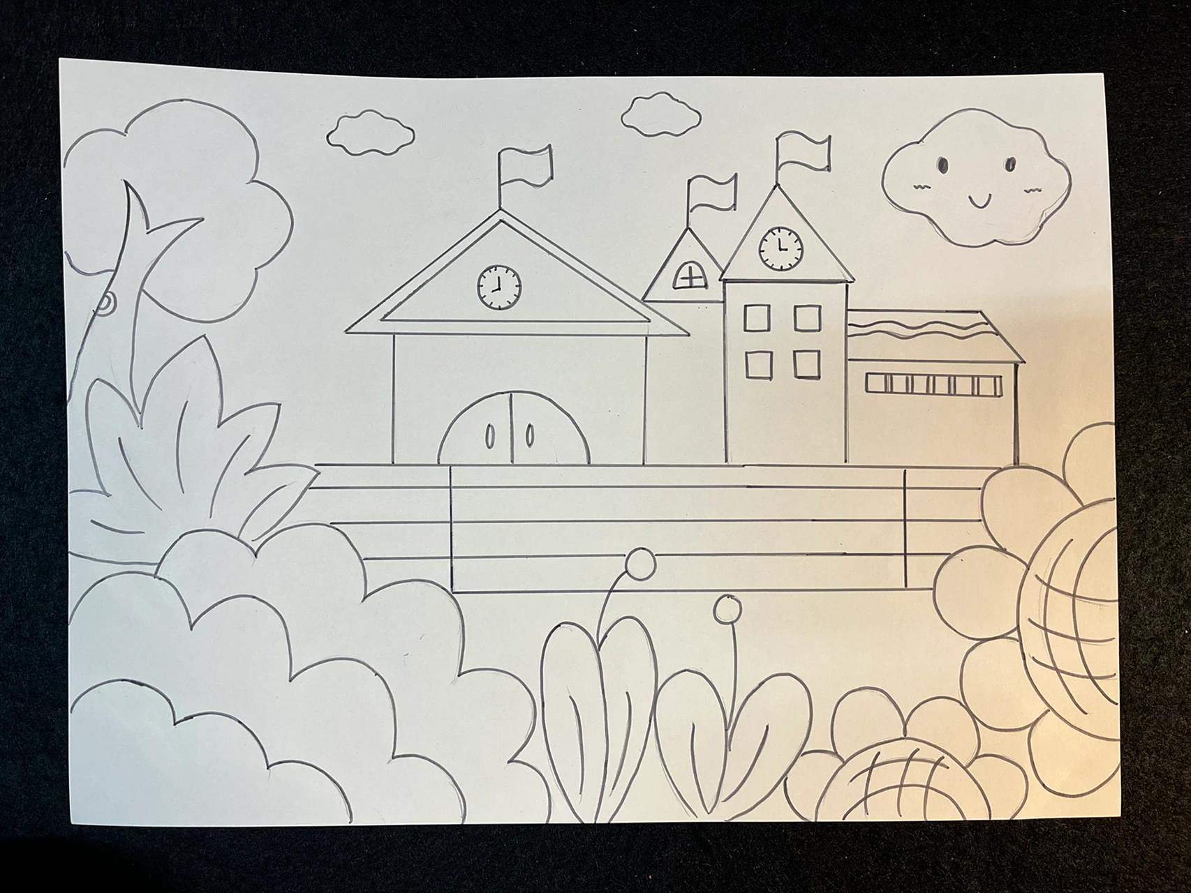 儿童画《我的学校》