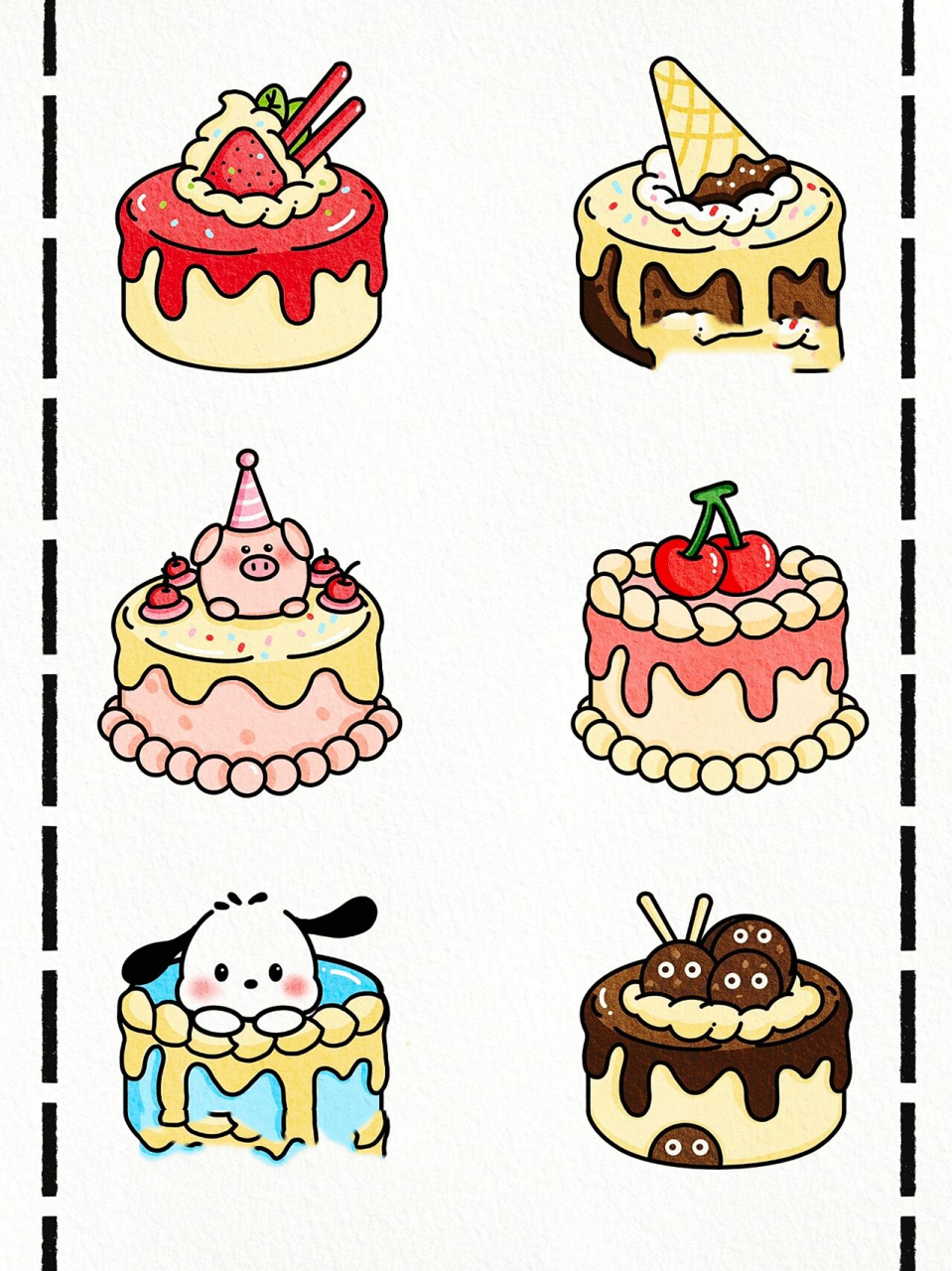 蛋糕简笔画甜点 颜色图片