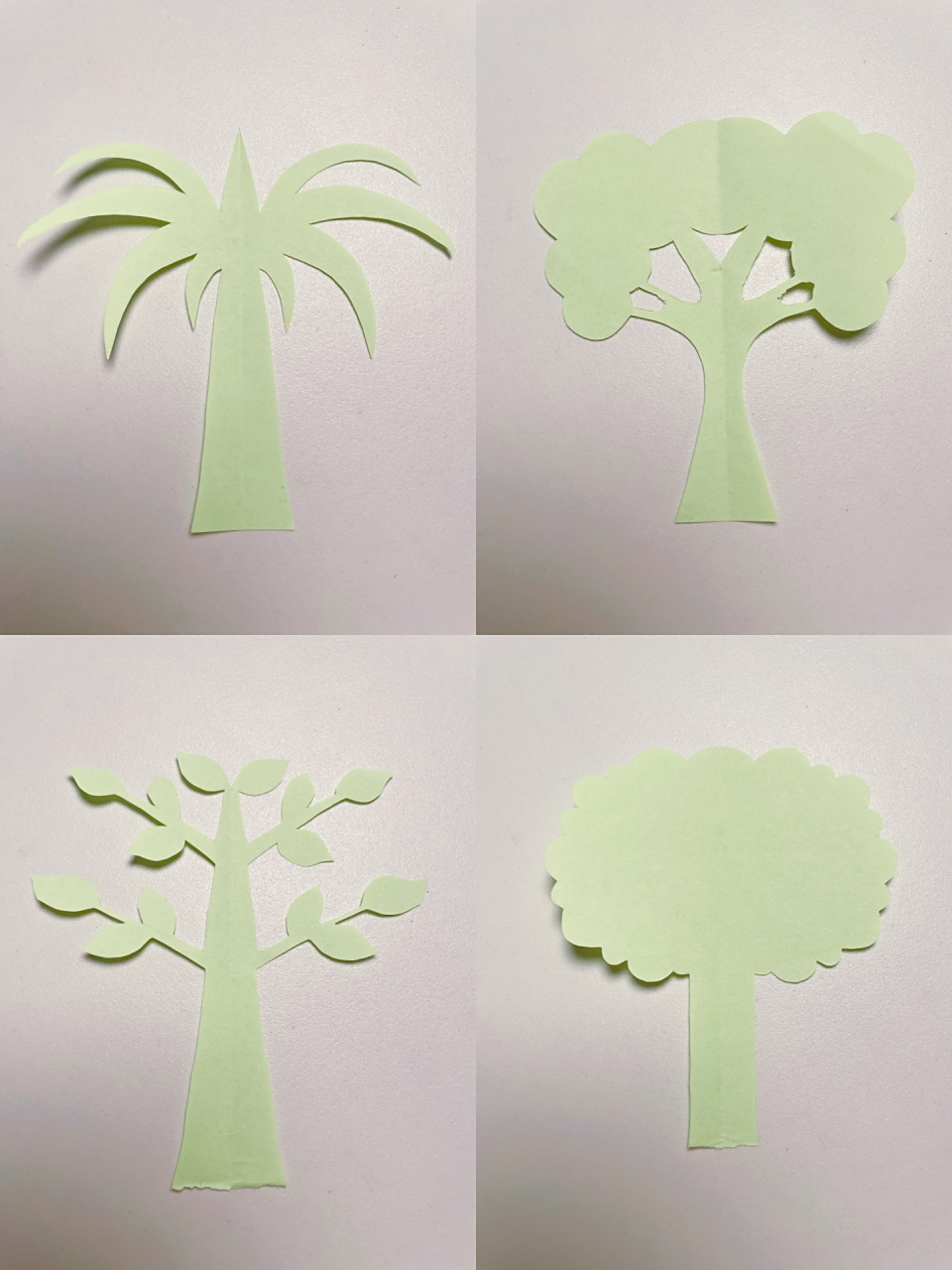 剪纸教程-春天的树99 手工纸对折,画上图案,开剪.