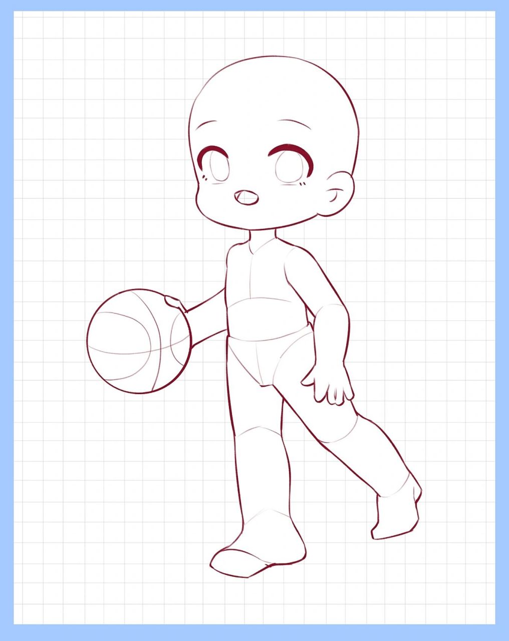 一组q版人物打篮球动态练习 今天是运动健将