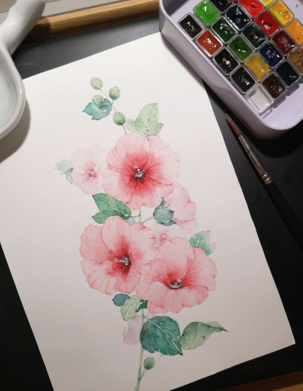 简单蜀葵水彩画/心有所蜀,幸葵有你 "心有所蜀,幸葵有你.