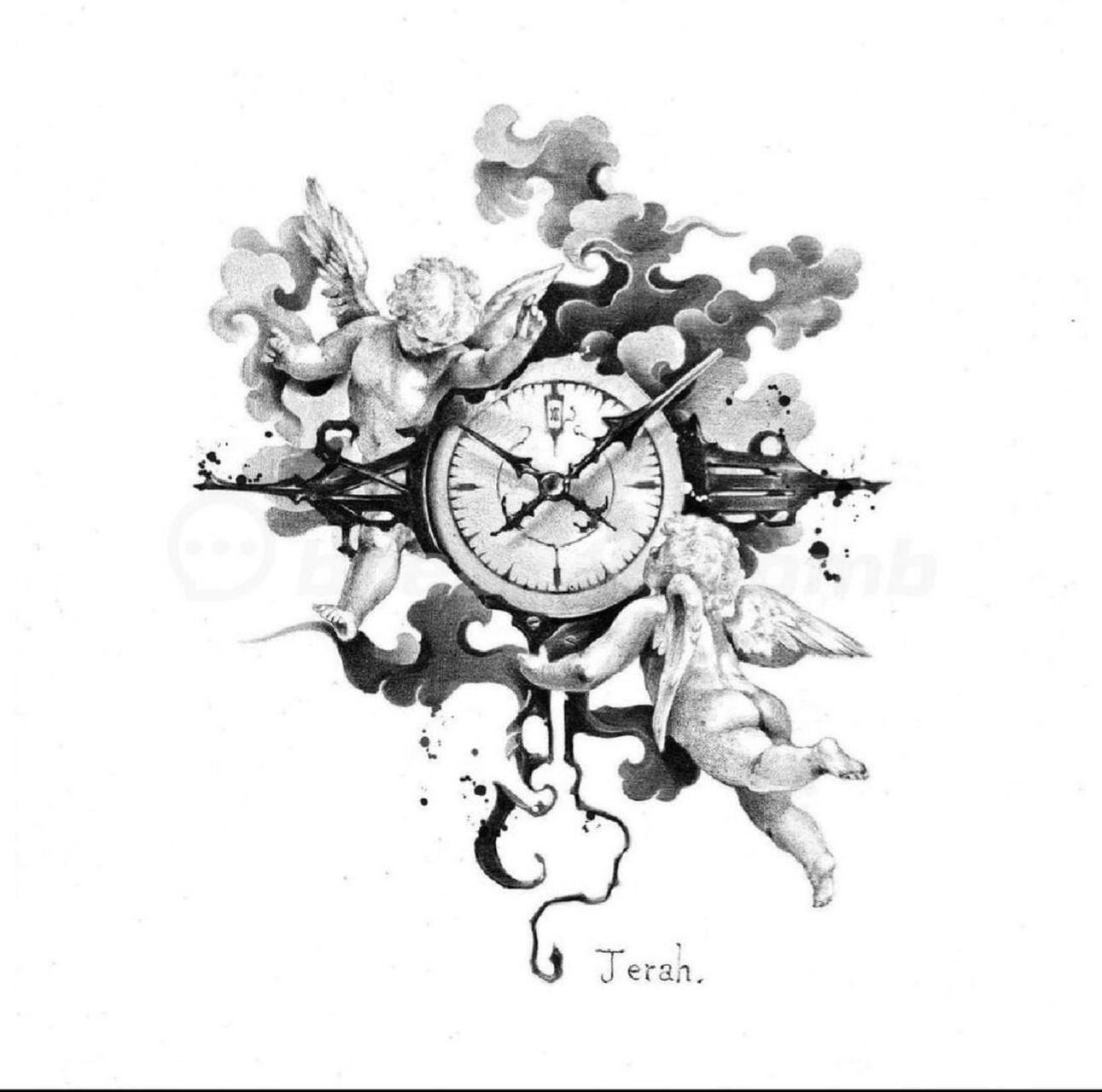 blackwork纹身手稿|写实天使纹身等 适合小腿,小臂部位的图.