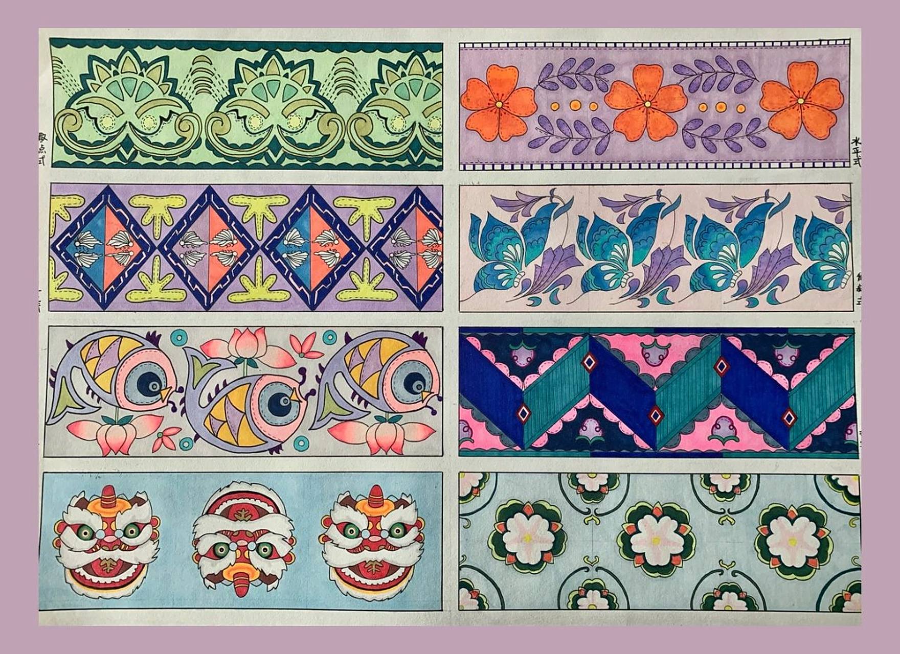 二方连续|散点式,破浪式,折线式,水平式 二方连续纹样图案9015