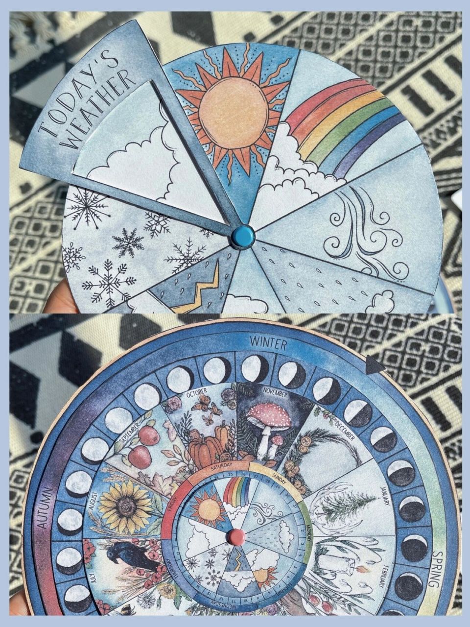 在家早教|自制四季转盘|天气转盘|可打印 绝绝子的四季转盘 足足有7