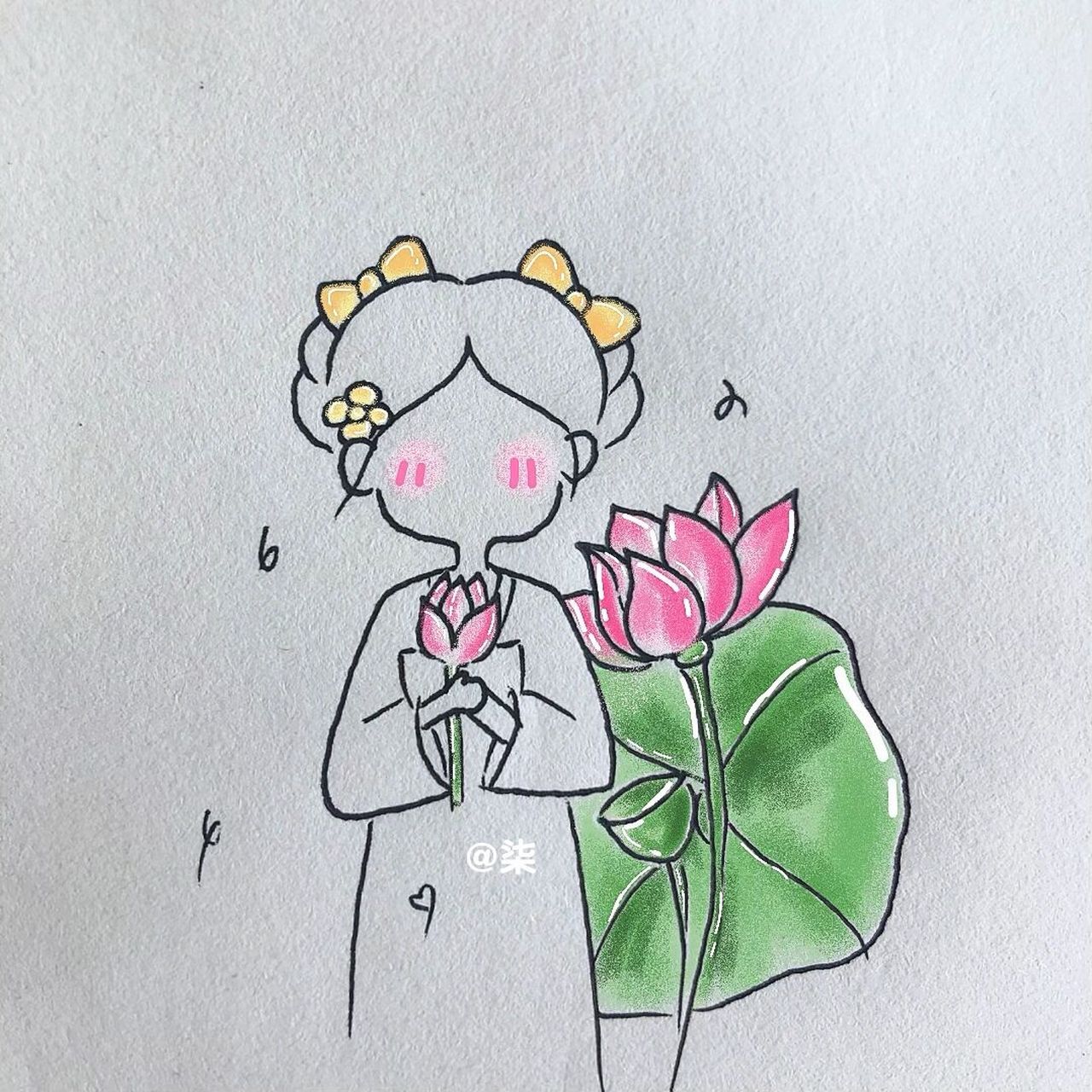 简笔画|夏日少不了的荷花99(内附过程73) "蝉鸣惊半夏,晴光映荷花