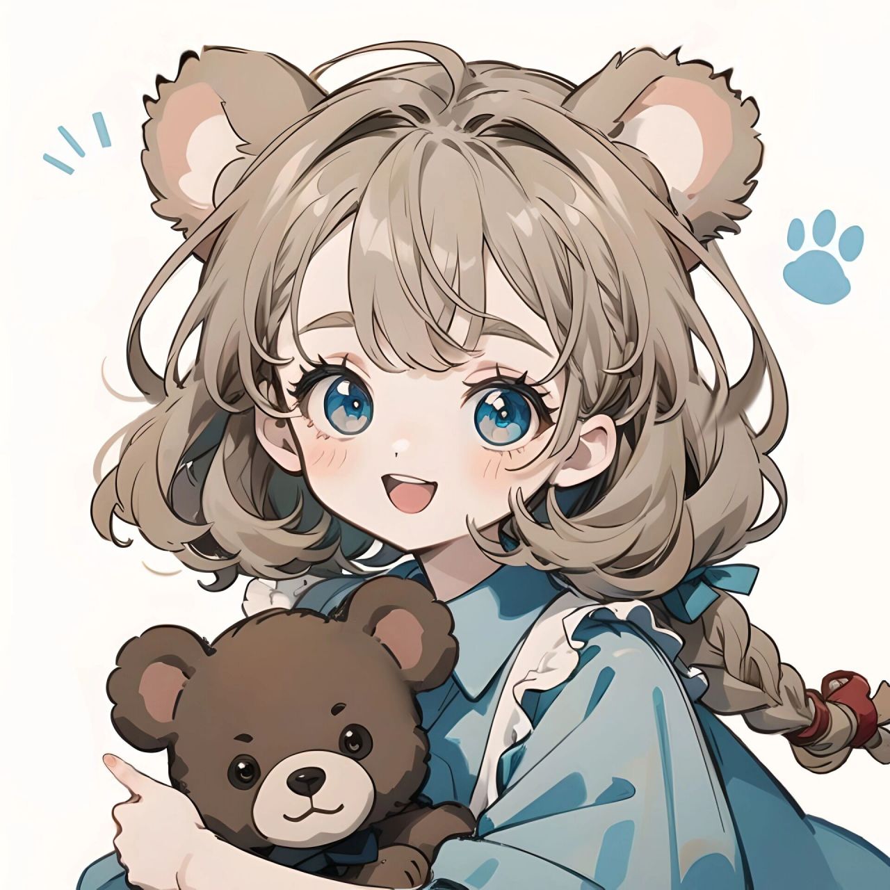 可爱女生头像分享|抱小熊的少女