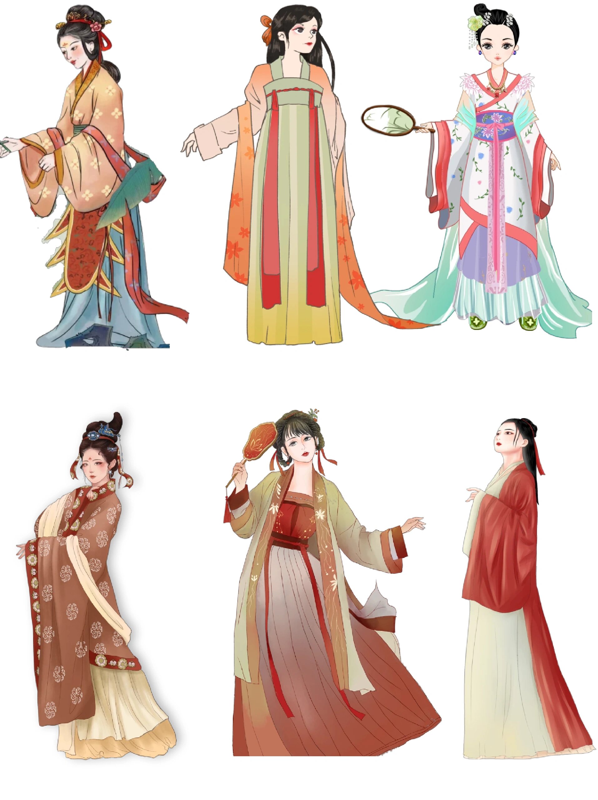 素材分享|古风人物汉服传统服饰免抠插画