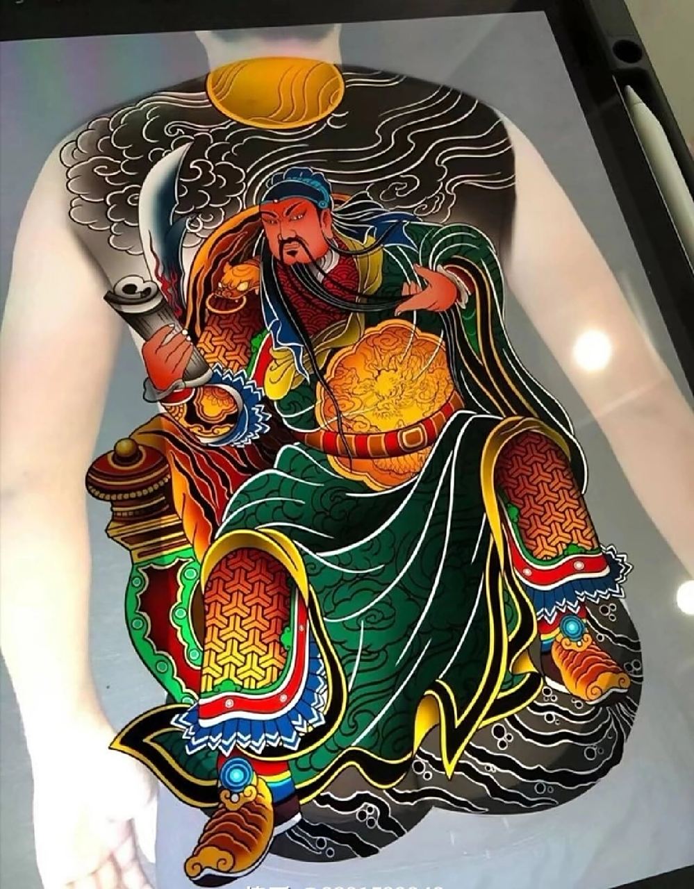 关羽纹身手稿.关公刺青图案.满背纹身素材 来一组关羽纹身图案.