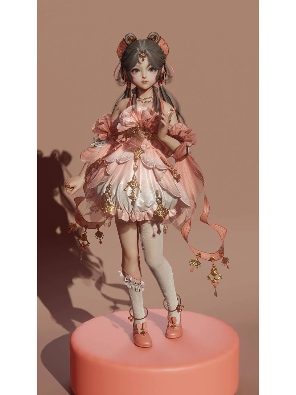 秀萝和秀太浅摸了一下,花苞裙兔兔鞋赢大了超可爱.