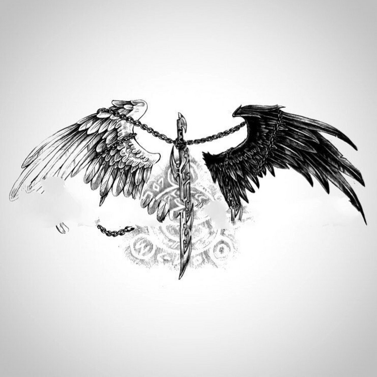 翅膀纹身丨暗黑翅膀 纹身后背纹身 翅膀后背纹身素材