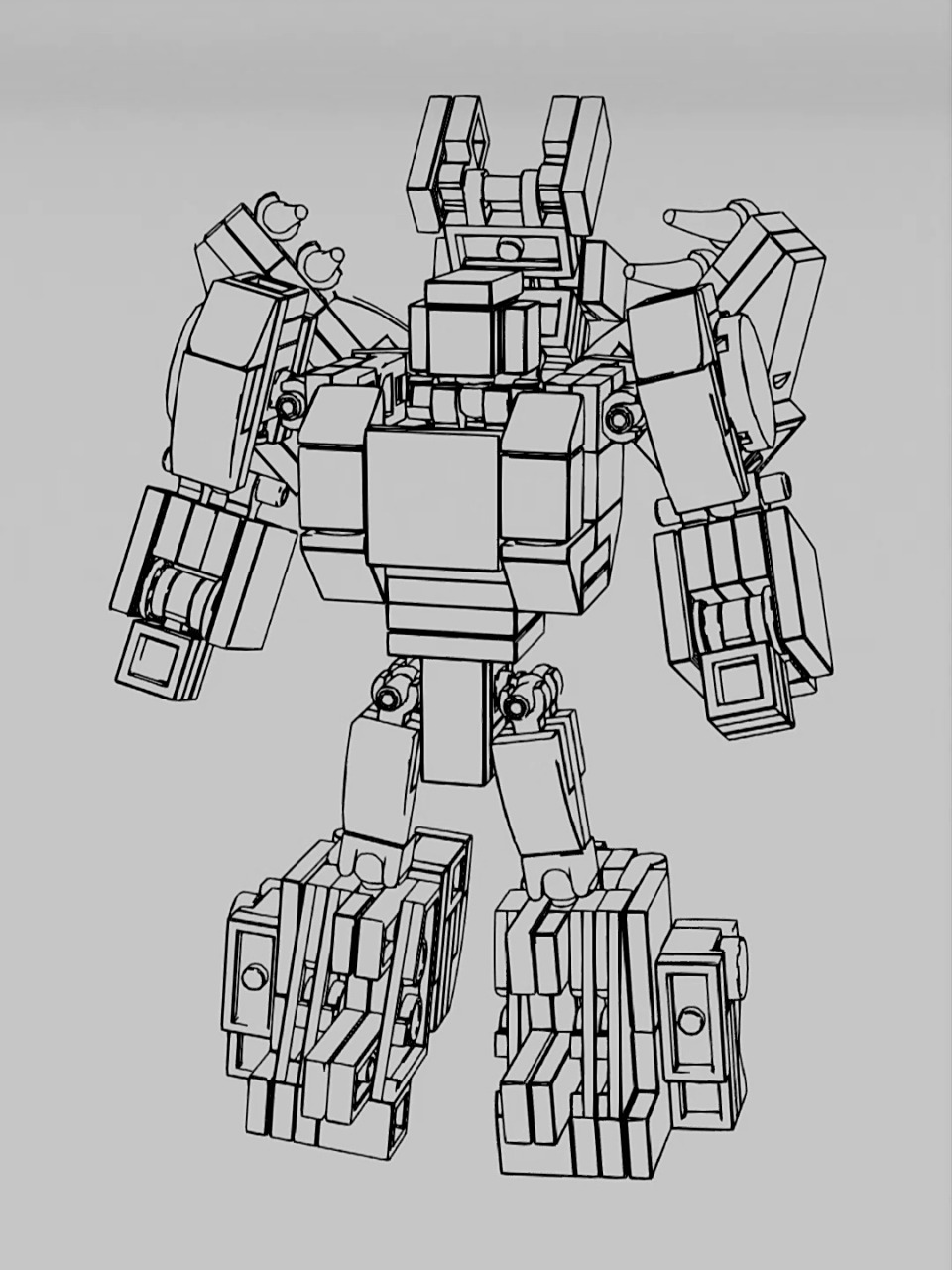线稿风格的积木机器恐龙