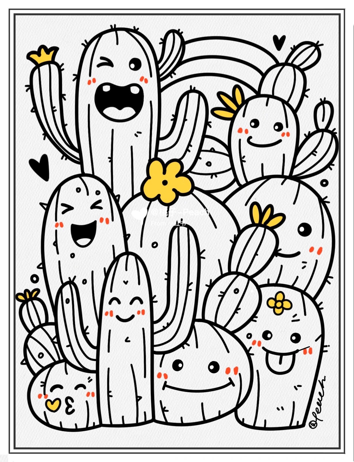 涂鸦仙人掌叠叠乐～ 儿童节快乐吖～ 一起来过六一吖 - 原创插画|简笔