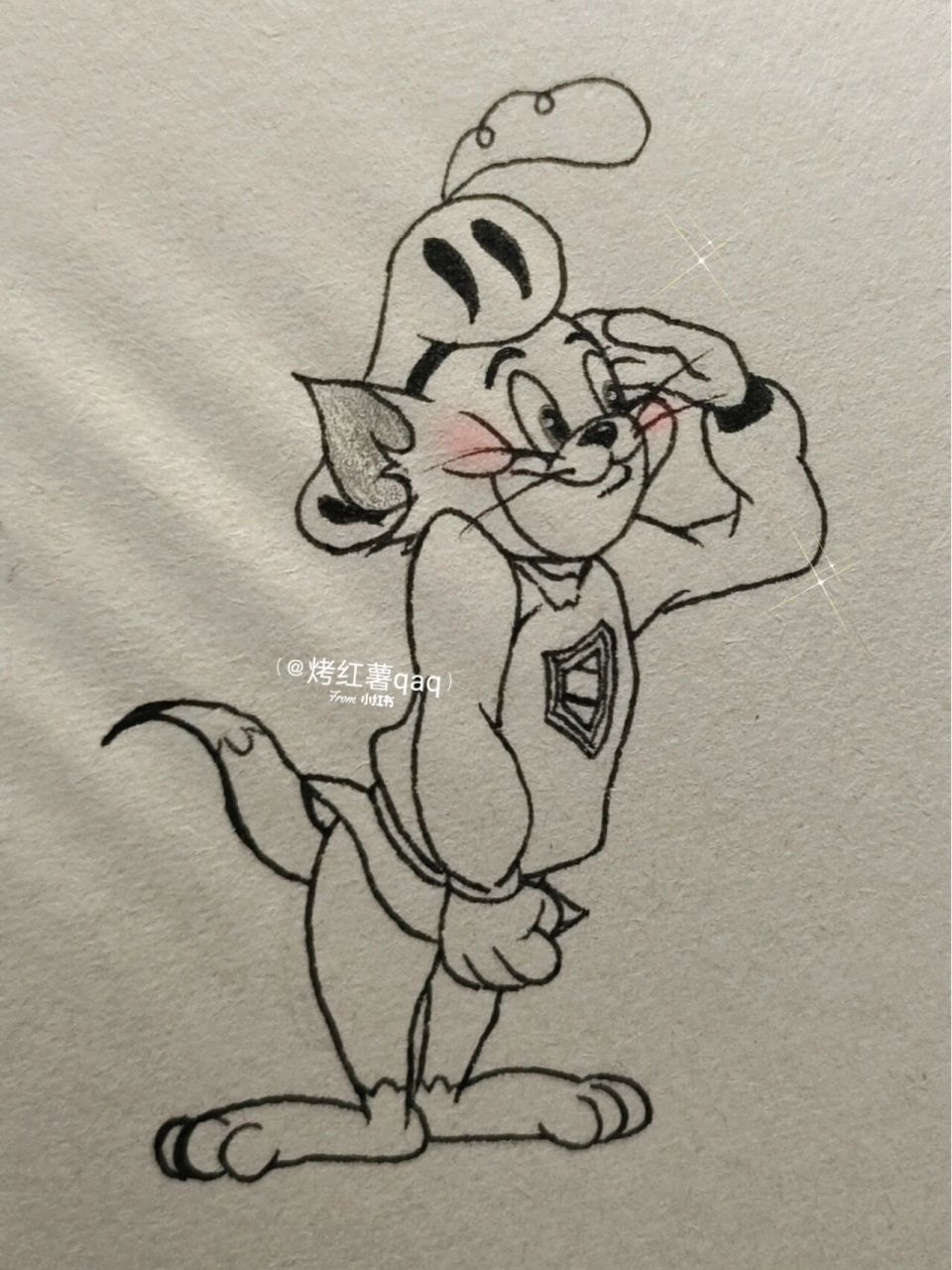 侍卫汤姆简笔画教程 #简笔画教程# #简笔画# #猫和老鼠