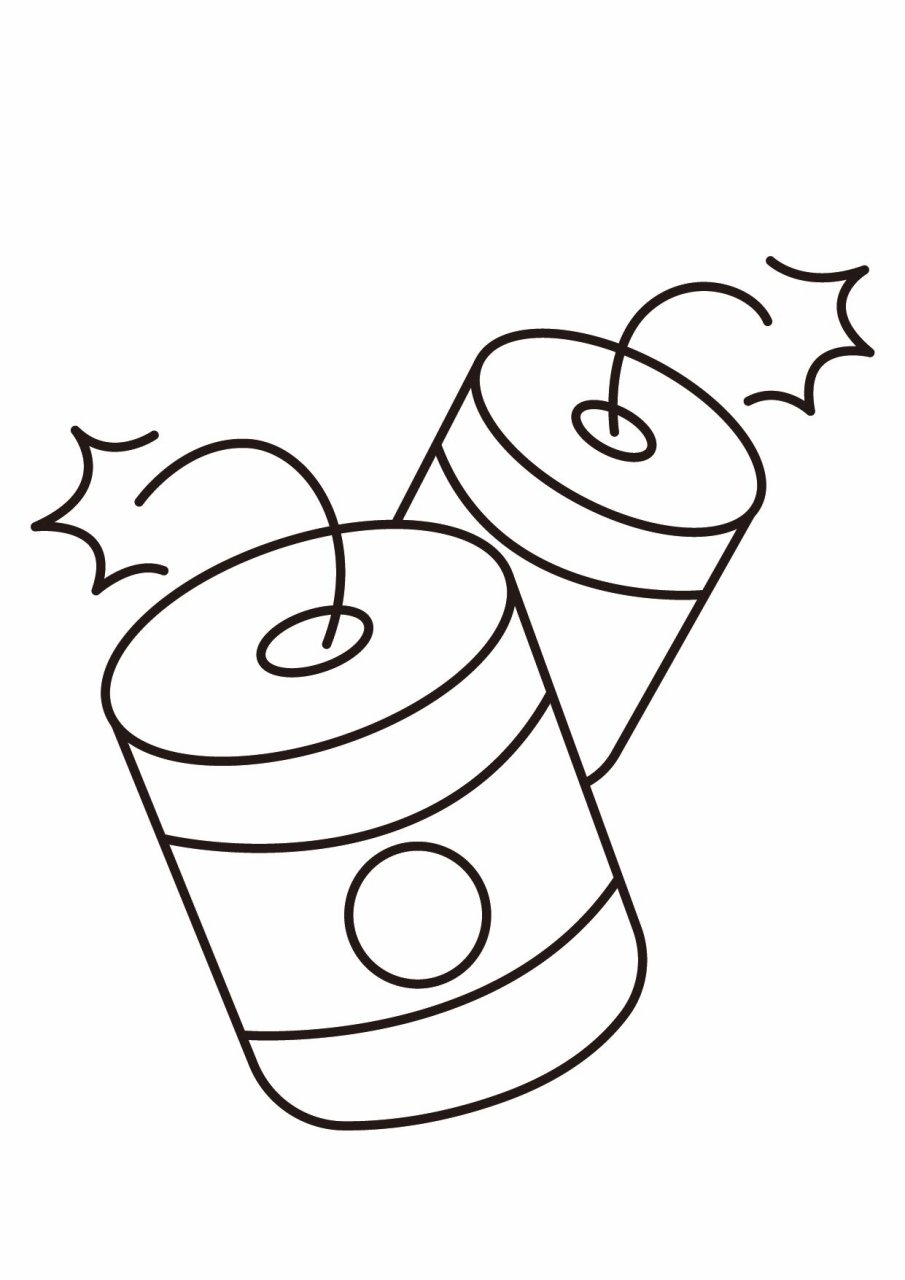 儿童画|鞭炮烟花简笔画06(可打印) 幼儿园鞭炮烟花线稿高清可打印